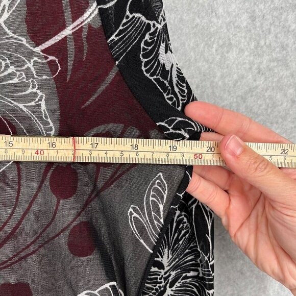 The Limited Womens Mesh Ruched Dark Floral Top Size XL Red Black 90s Grunge EUC - Picture 10 of 12